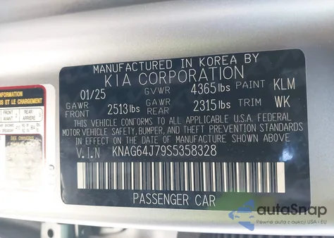 2025 Kia K5 Gt-Line from USA, damaged, VIN KNAG64J79S5358328